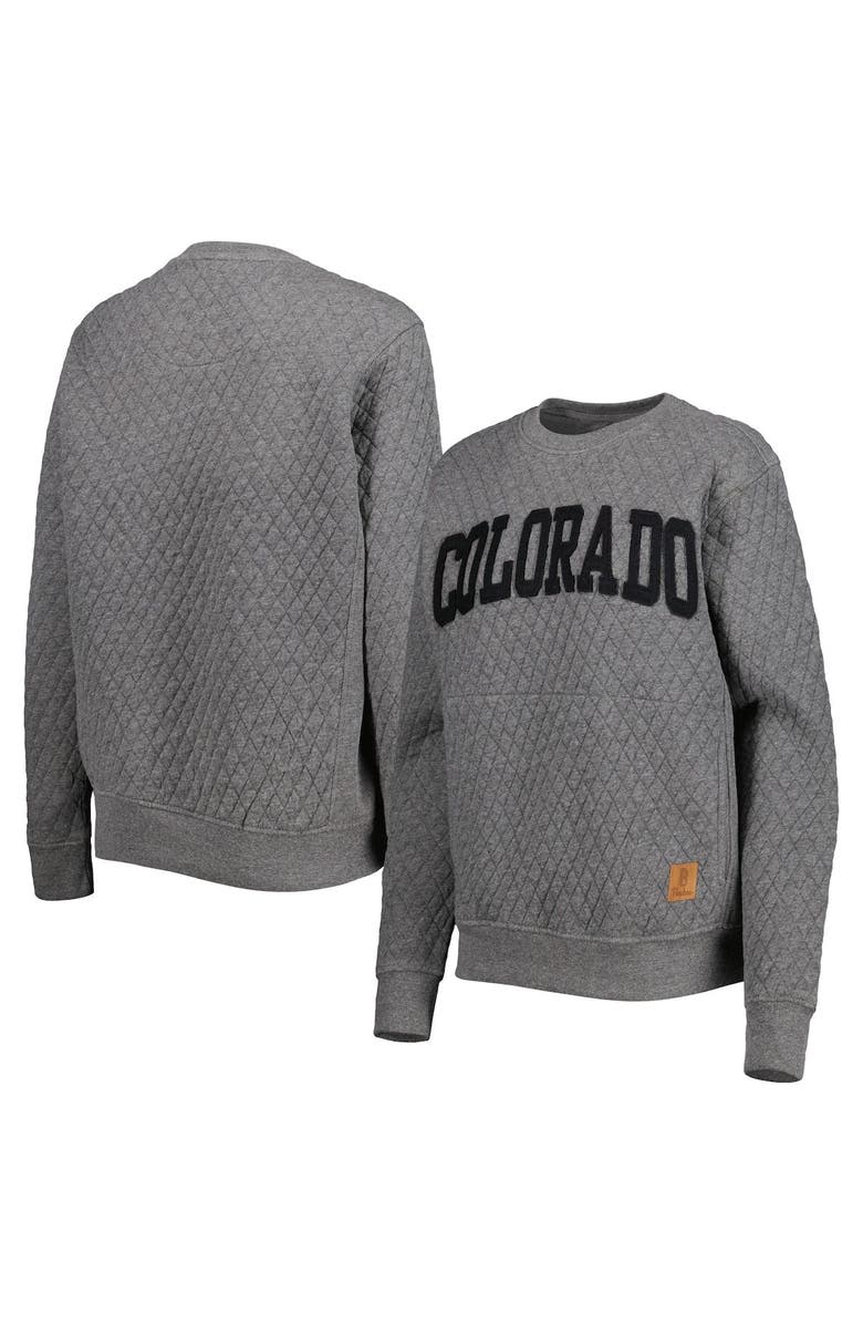PRESSBOX Women's Pressbox Heather Charcoal Colorado Buffaloes Moose Quilted Pullover Sweatshirt, Main, color, Heather Gray