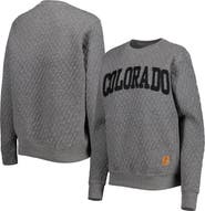 PRESSBOX Women's Pressbox Heather Charcoal Colorado Buffaloes Moose Quilted Pullover Sweatshirt