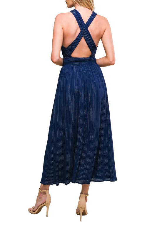Flying Tomato Metallic Stripe Cross Back Maxi Dress
