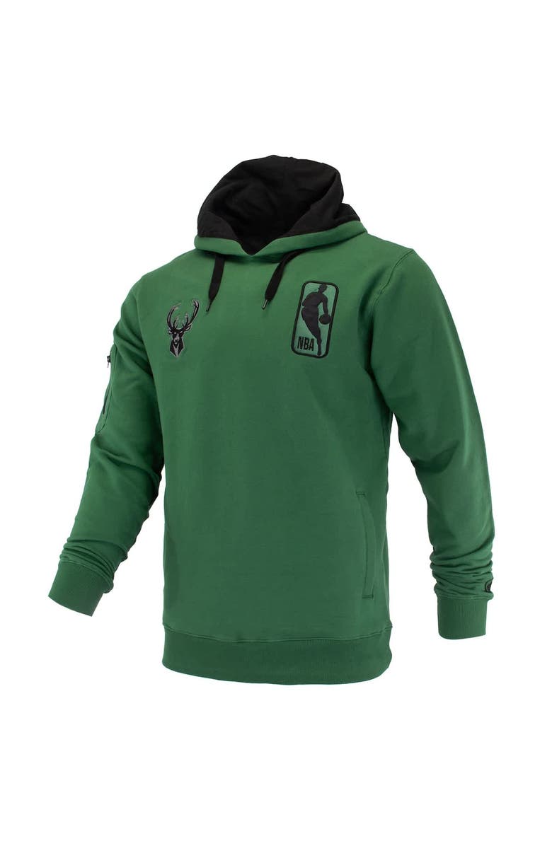 FISLL Unisex FISLL Hunter Green Milwaukee Bucks Logoman Shadow Collection Pullover Hoodie, Alternate, color, Hunter Green