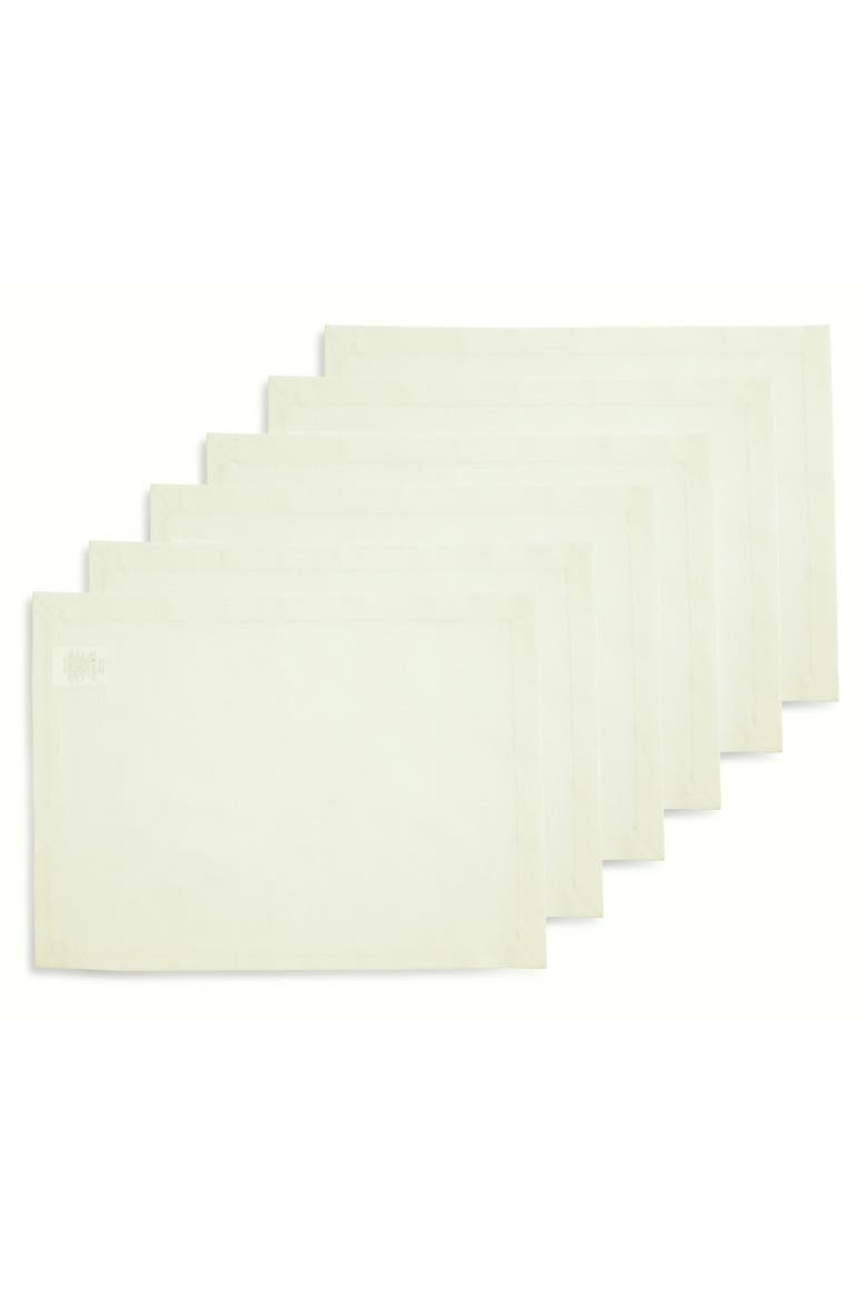 Cotton Linen Plain Placemats Set of 6, 14 x 19" - Dru, Main, color, Ivory
