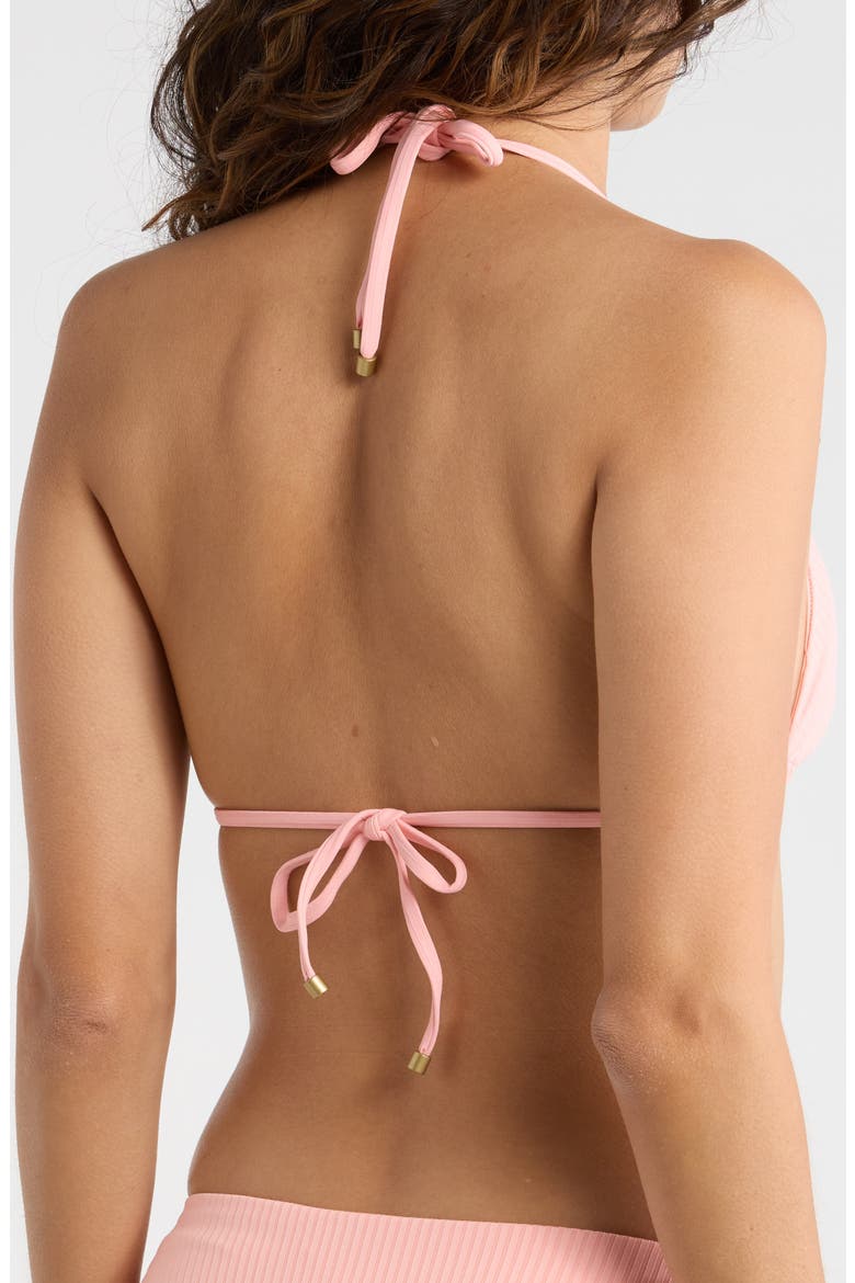 Gia Tropical Floral Print Triangle Bikini Top, Alternate, color, PINK CORAL