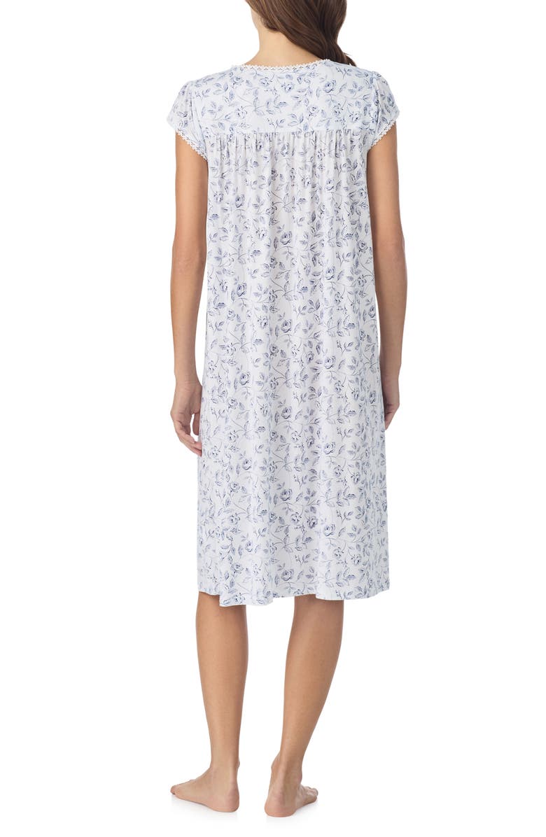 Eileen West Floral Print Cap Sleeve Waltz Nightgown, Alternate, color, White/ Navy