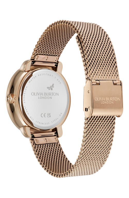 Olivia Burton Women's Moonphase Rose Gold Tone Stainless Steel Mesh Bracelet Watch, 34mm In Gold