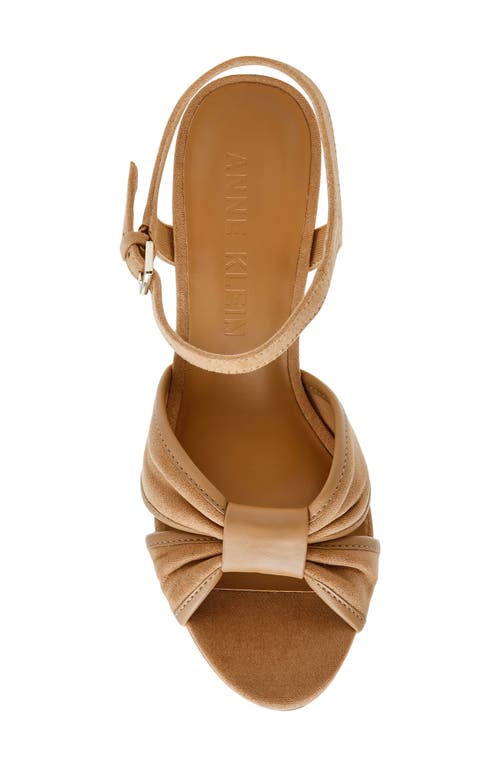 Anne Klein Verde Ankle Strap Platform Sandal In Natural Suede