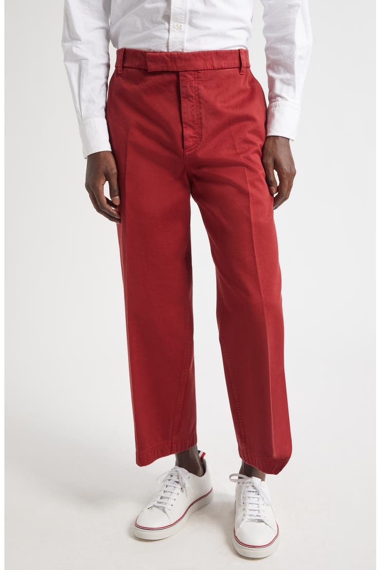 Cotton Twill Crop Chinos, Main, color, BURGUNDY