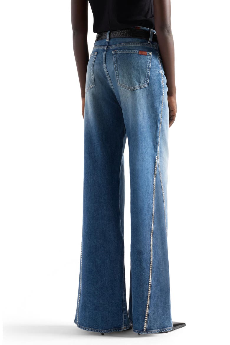 Lotta Studded High Waist Wide Leg Jeans, Alternate, color, AVENUE