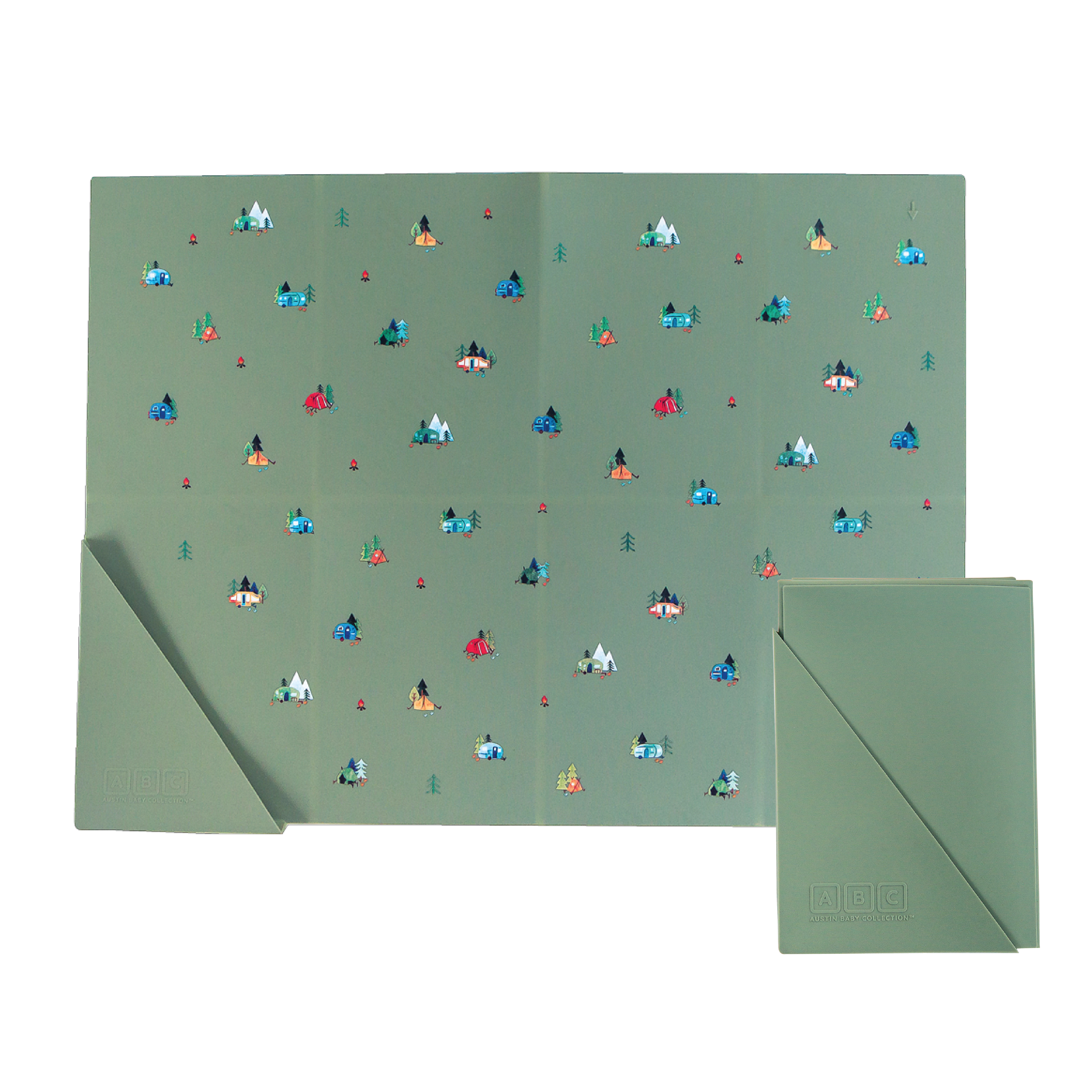 Austin Baby Co Silicone Foldable Placemat in Camper Sage Green 