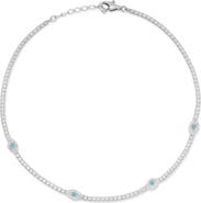SPHERA MILANO Sterling Silver & CZ Evil Eye Anklet