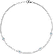 SPHERA MILANO Sterling Silver & CZ Evil Eye Anklet