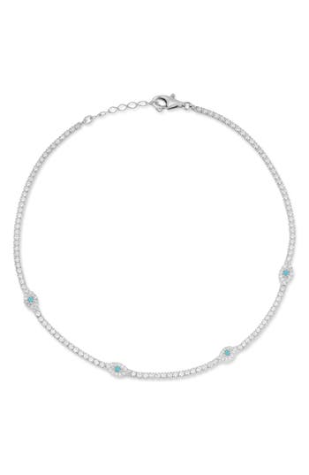 Sphera Milano Evil Eye Tennis Anklet In Brown