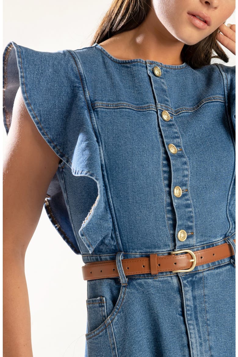 Belted Denim Midi Dress, Alternate, color, INDIGO DENIM