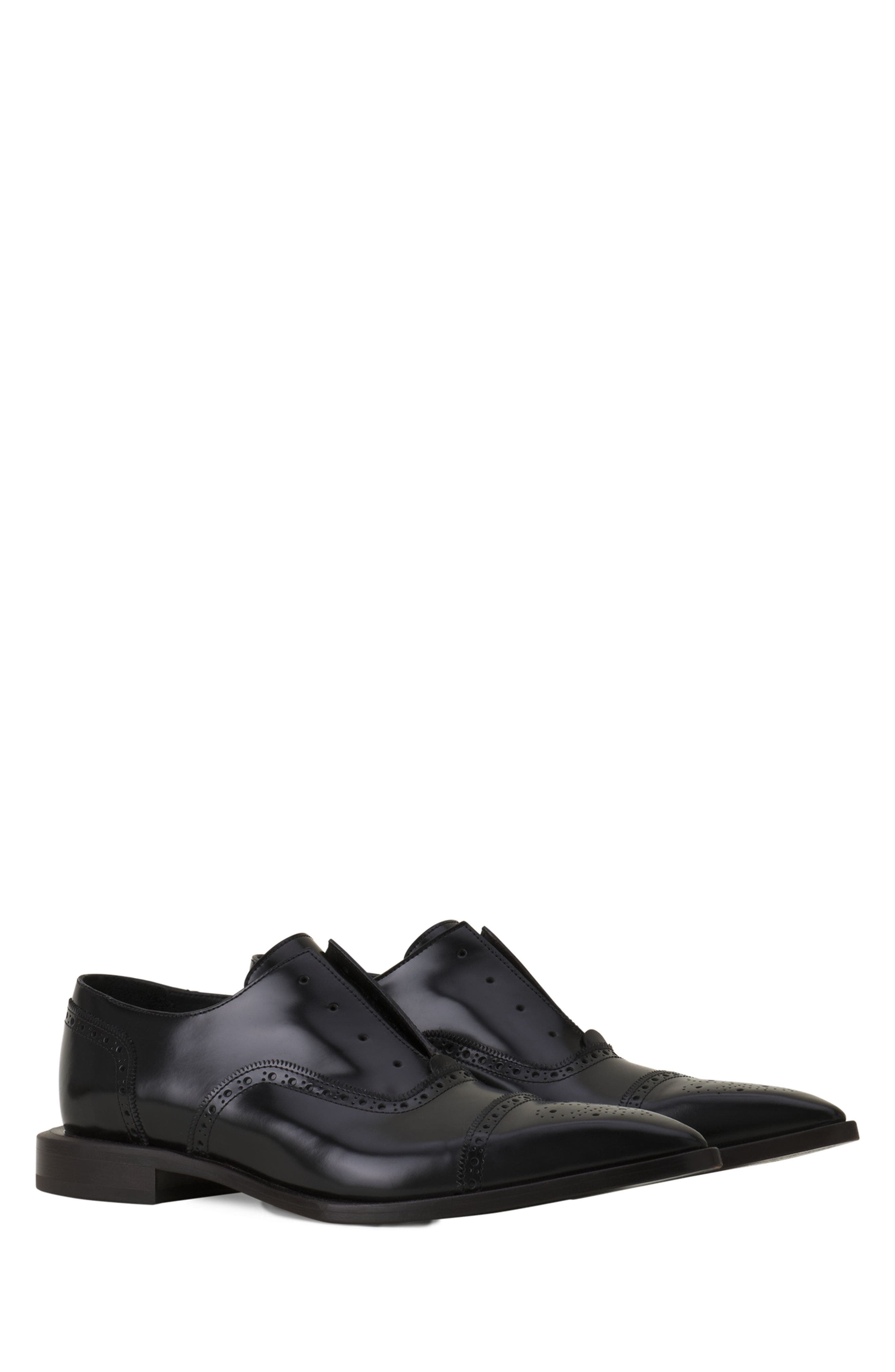 Brogue Oxford Shoe In Shiny Leather, Alternate, color, Black