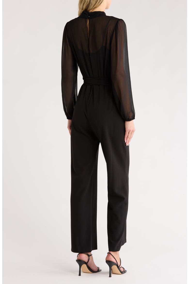 Tie Neck Jumpsuit, Alternate, color, BLACK