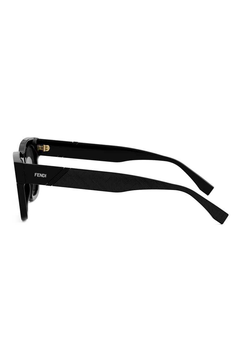 'Fendi Diagonal 51mm Square Sunglasses, Alternate, color, SHINY BLACK / SMOKE