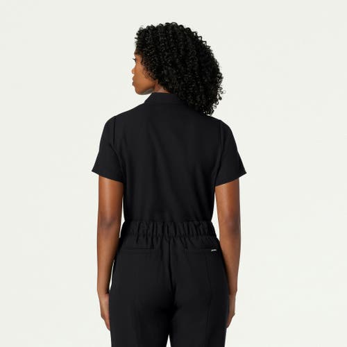 Jaanuu 1-pocket Classic Banded Collar Scrub Top In Black