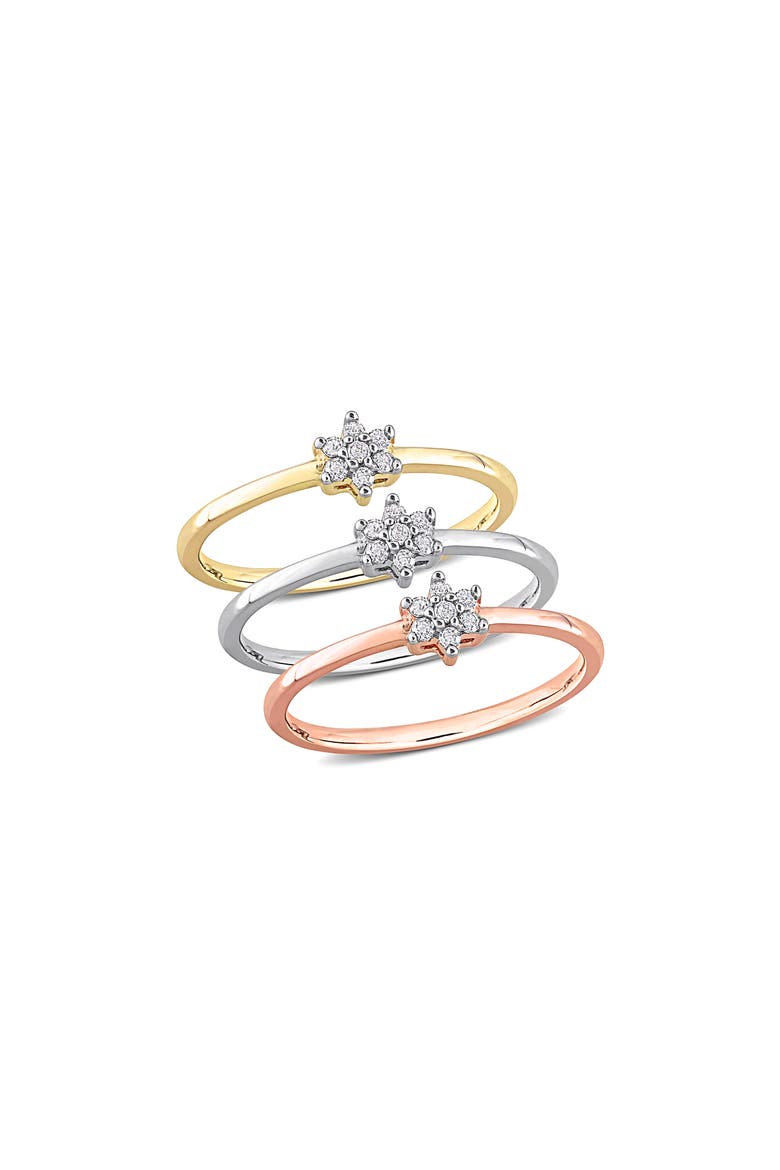 Set Of 3 Floral Diamond Rings - 0.21ct., Main, color, MULTI
