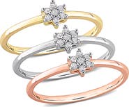 DELMAR Set Of 3 Floral Diamond Rings - 0.21ct.