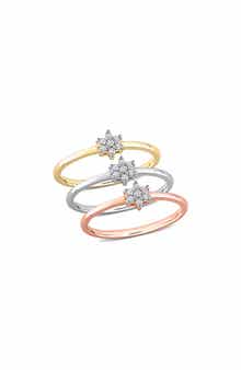 DELMAR Set Of 3 Floral Diamond Rings - 0.21ct.