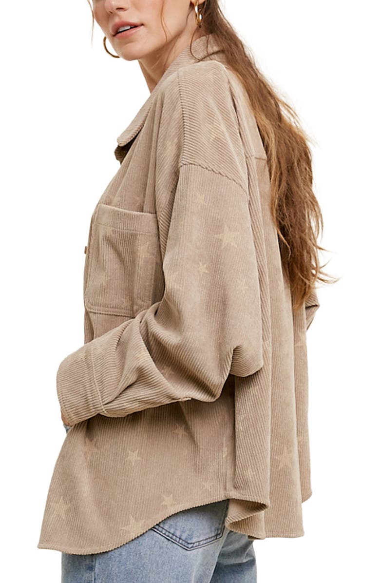 WISHLIST Star Corduroy Shirt Jacket, Alternate, color, Mocha