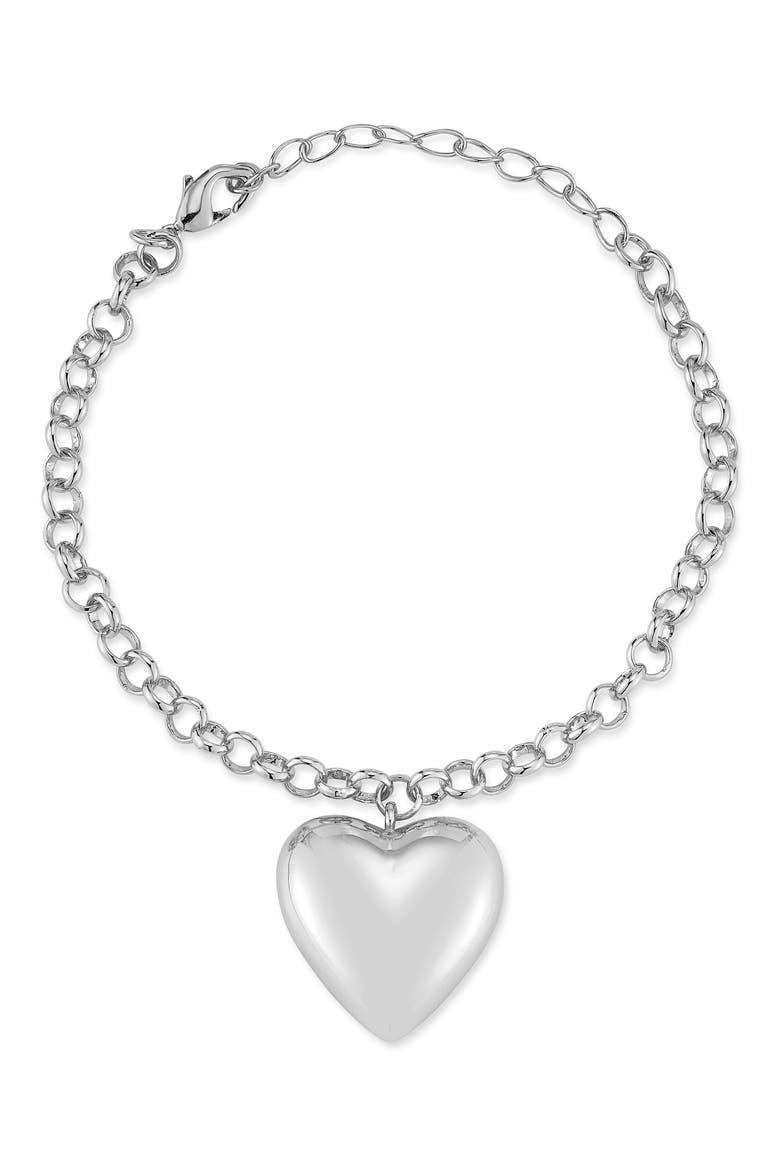 Bold Heart Bracelet, Main, color, SILVER