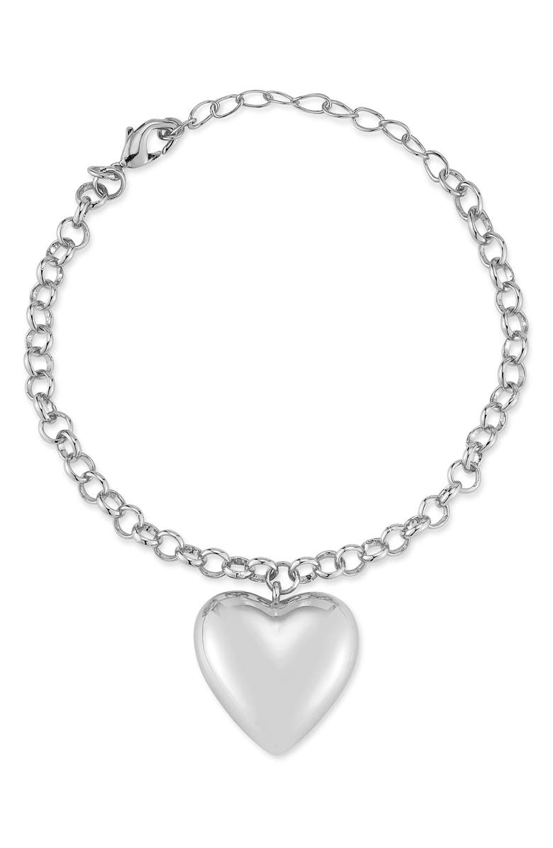 CHLOE AND MADISON Bold Heart Bracelet, Main, color, Silver