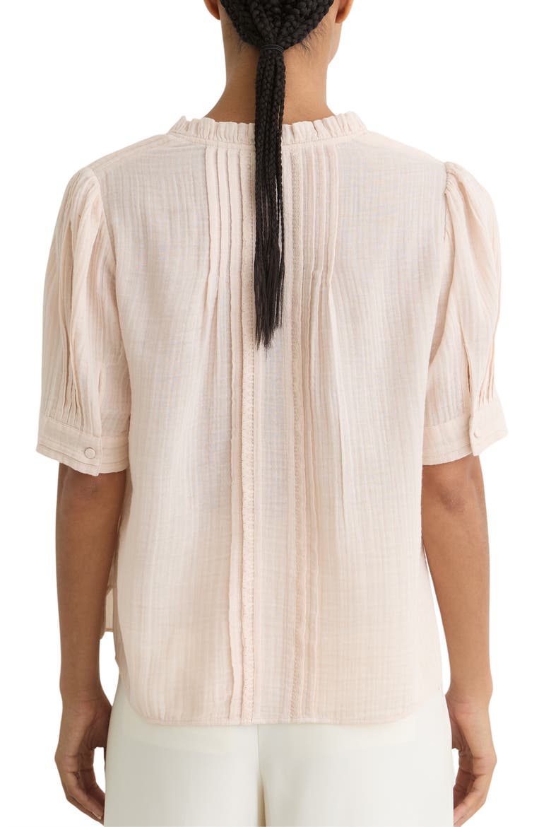 Aurelia Pintuck Pleat Cotton Gauze Button-Up Shirt, Alternate, color, PALE PINK