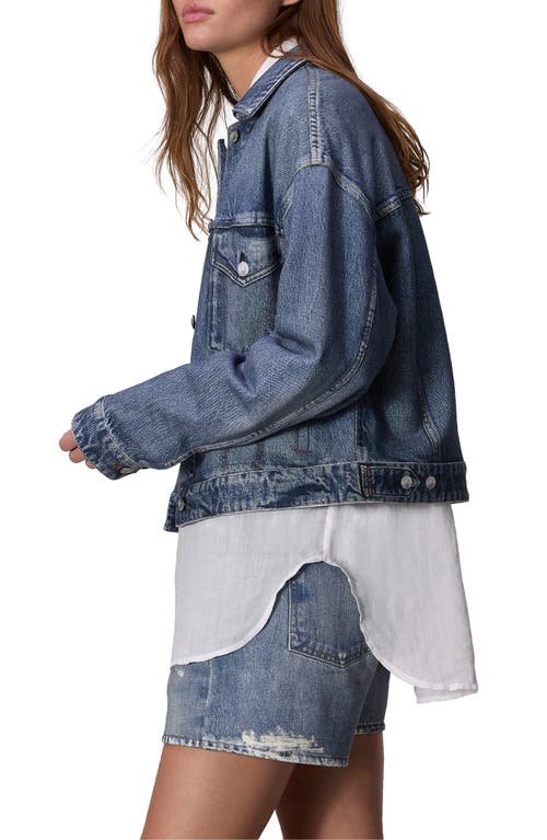 Rag & Bone /jean Miramar Trompe L'oeil Faux Denim Terry Trucker Jacket In Blue