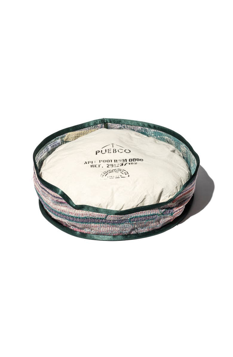 PUEBCO Vintage Kantha Quilt Pet Bed with Cushion, Main, color, White