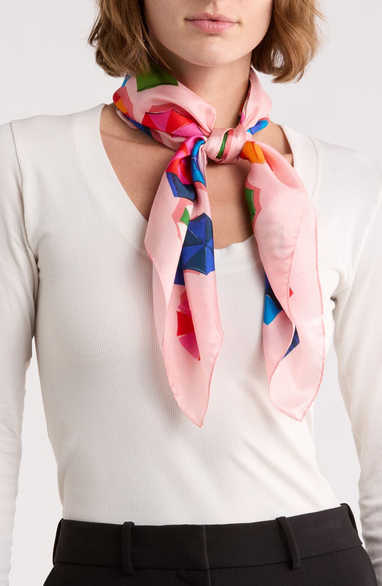 Kate Spade New York beach day silk square scarf, Main, color, Pink Multi
