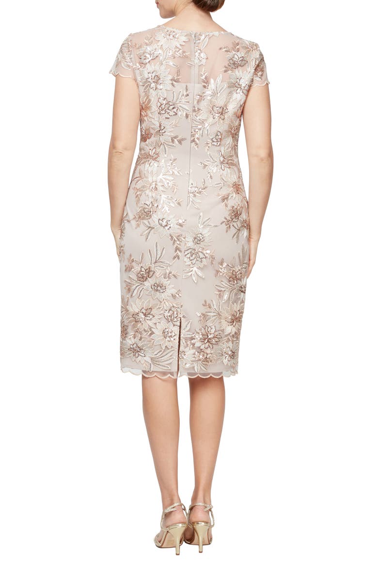 Embroidered Sheath Dress, Alternate, color, CHAMPAGNE