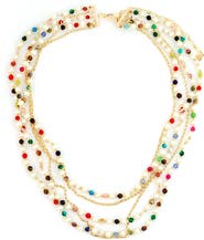 Panacea Beaded Faux Pearl Multirow Necklace