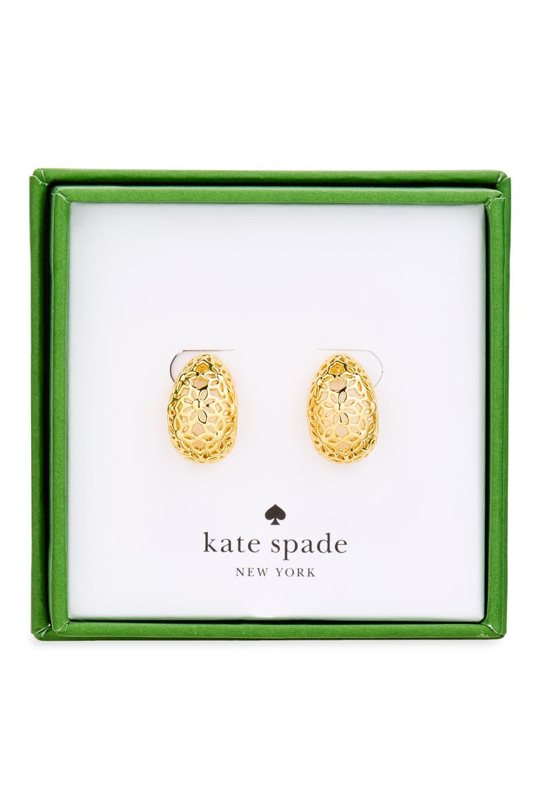 Floral Lace Dome Stud Earrings, Main, color, GOLD