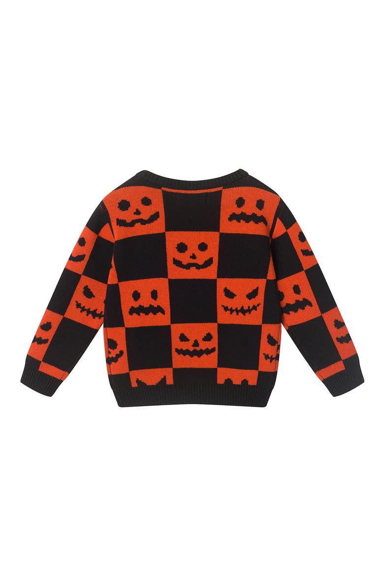 Kids' Halloween Checkered Sweater and Pants Set, Alternate, color, BLACK CHECKER
