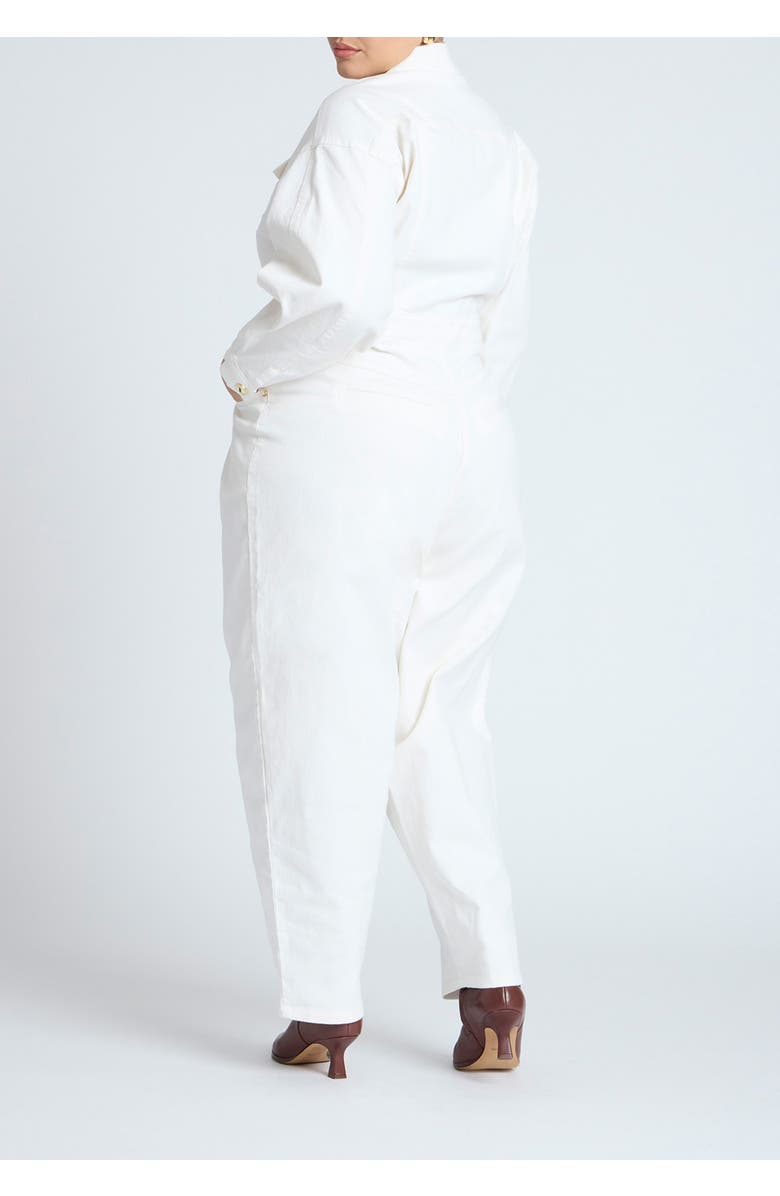 ELOQUII Gold Hardware Denim Jumpsuit, Alternate, color, White Wash