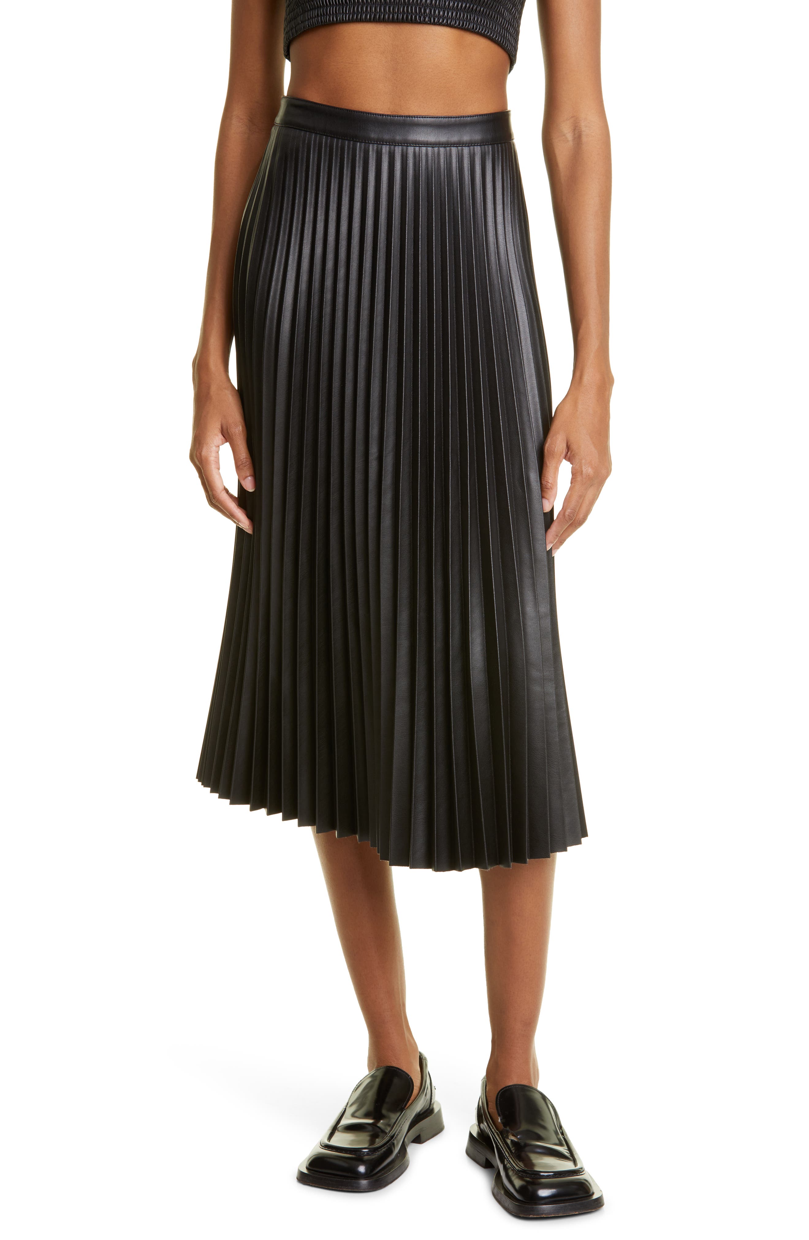 Proenza Schouler White Label Pleated Faux Leather Midi Skirt