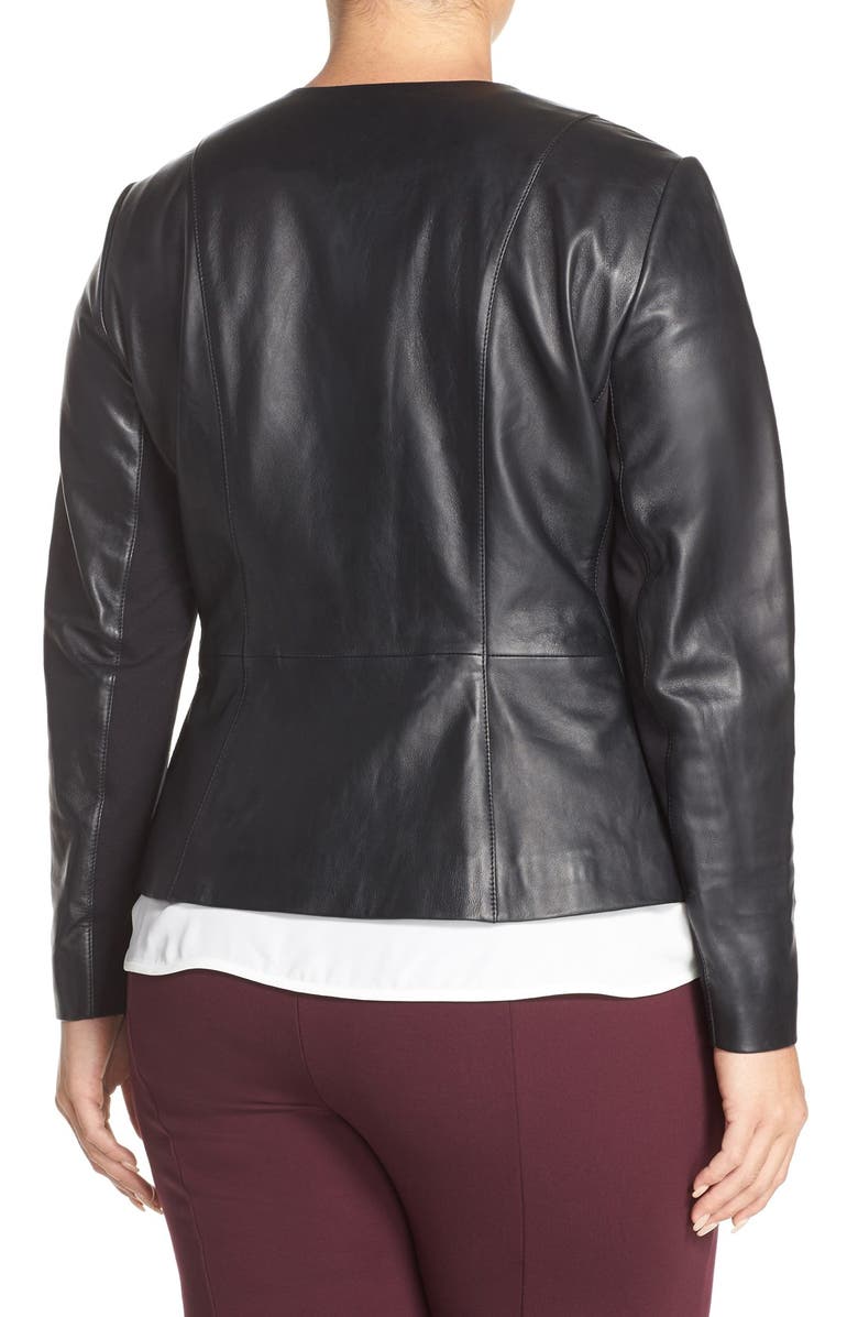 Sejour Leather Peplum Jacket, Alternate, color, Black