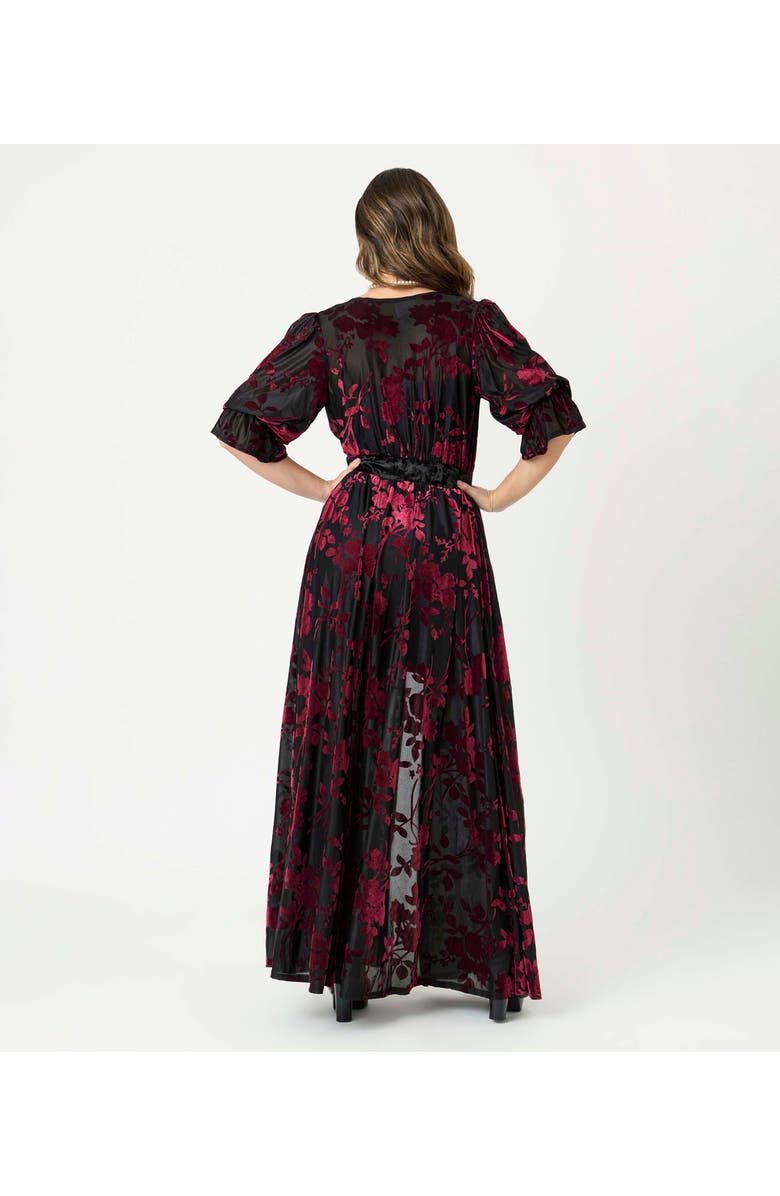 Unique Vintage Floral Velvet Burnout Duster, Alternate, color, Black