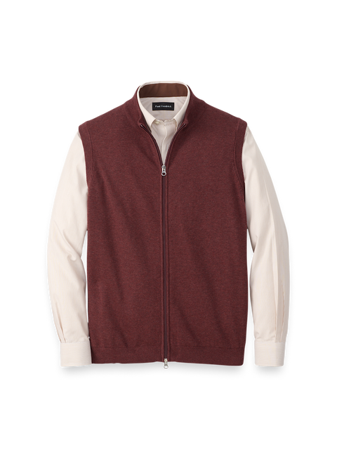 Cotton Full Zip Mock Neck Vest