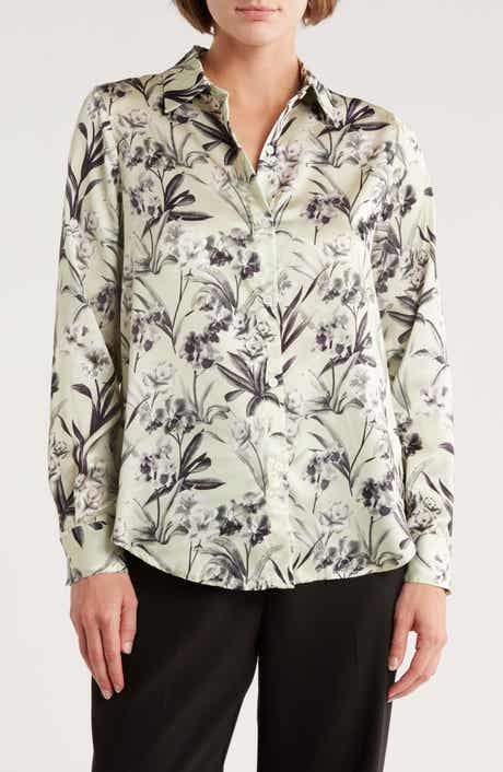 ELIE ELIE TAHARI Floral Long Sleeve Button-Up Shirt