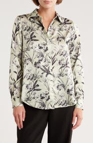 ELIE ELIE TAHARI Floral Long Sleeve Button-Up Shirt