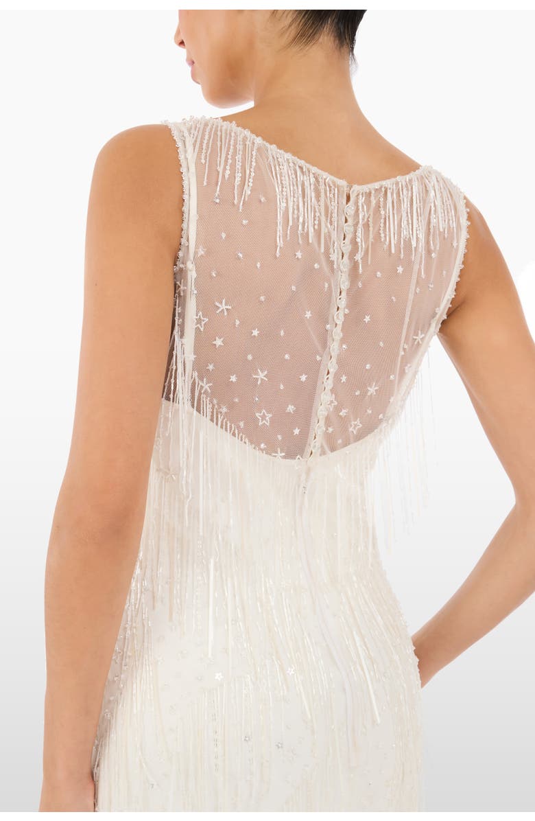 Jenny Packham Symphonie Fringed Dress, Alternate, color, Ivory