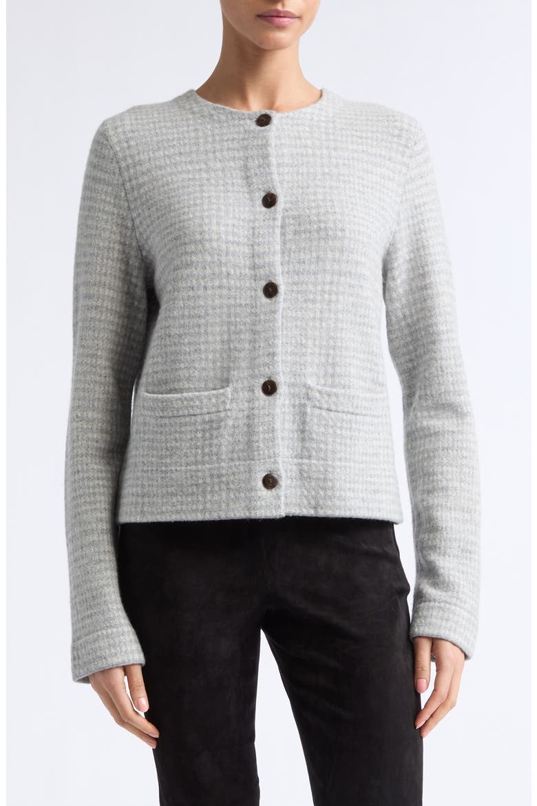 Check Print Knit Jacket, Main, color, HEATHER GREY/ MED H GREY