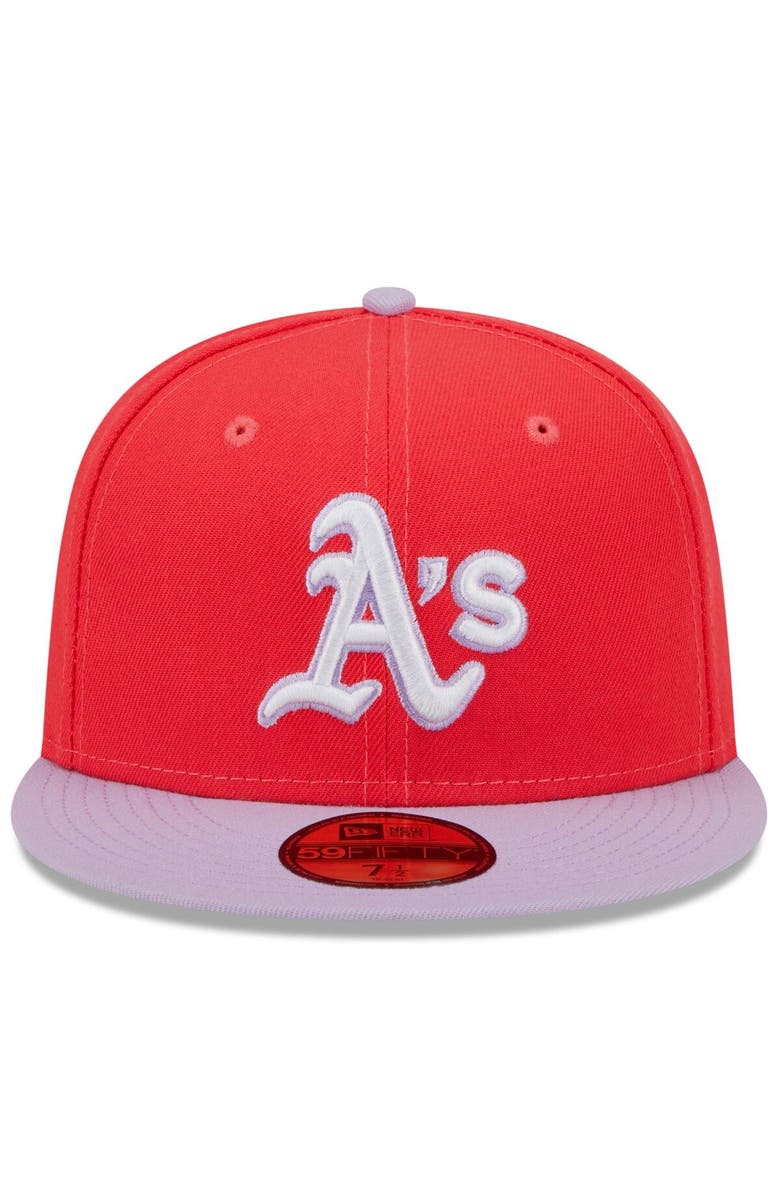 New Era Men's New Era Red/Lavender Oakland Athletics Spring Color Two-Tone 59FIFTY Fitted Hat, Alternate, color, Red