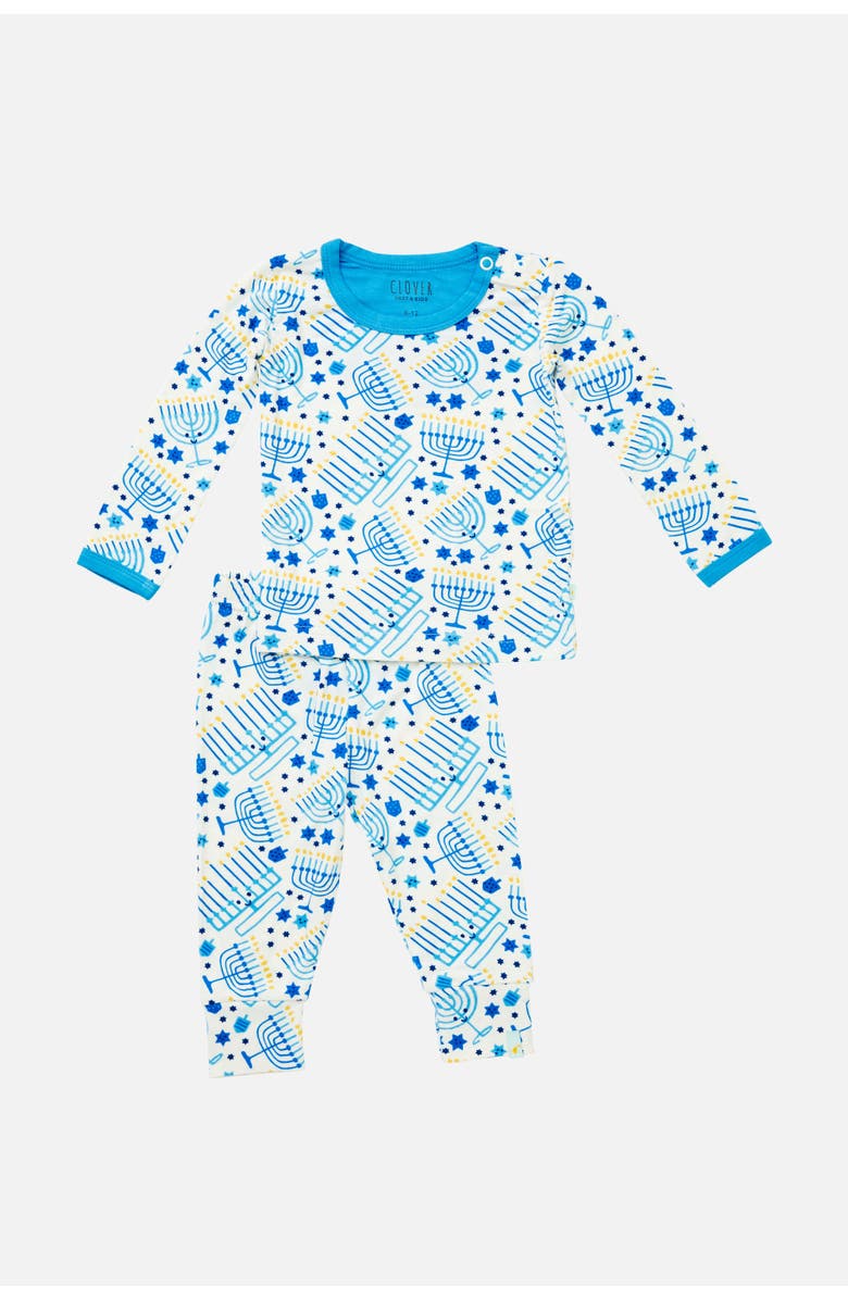 Clover Baby & Kids Long Sleeve Pajama Set - Hanukkah Menorahs, Main, color, Hanukkah Menorahs