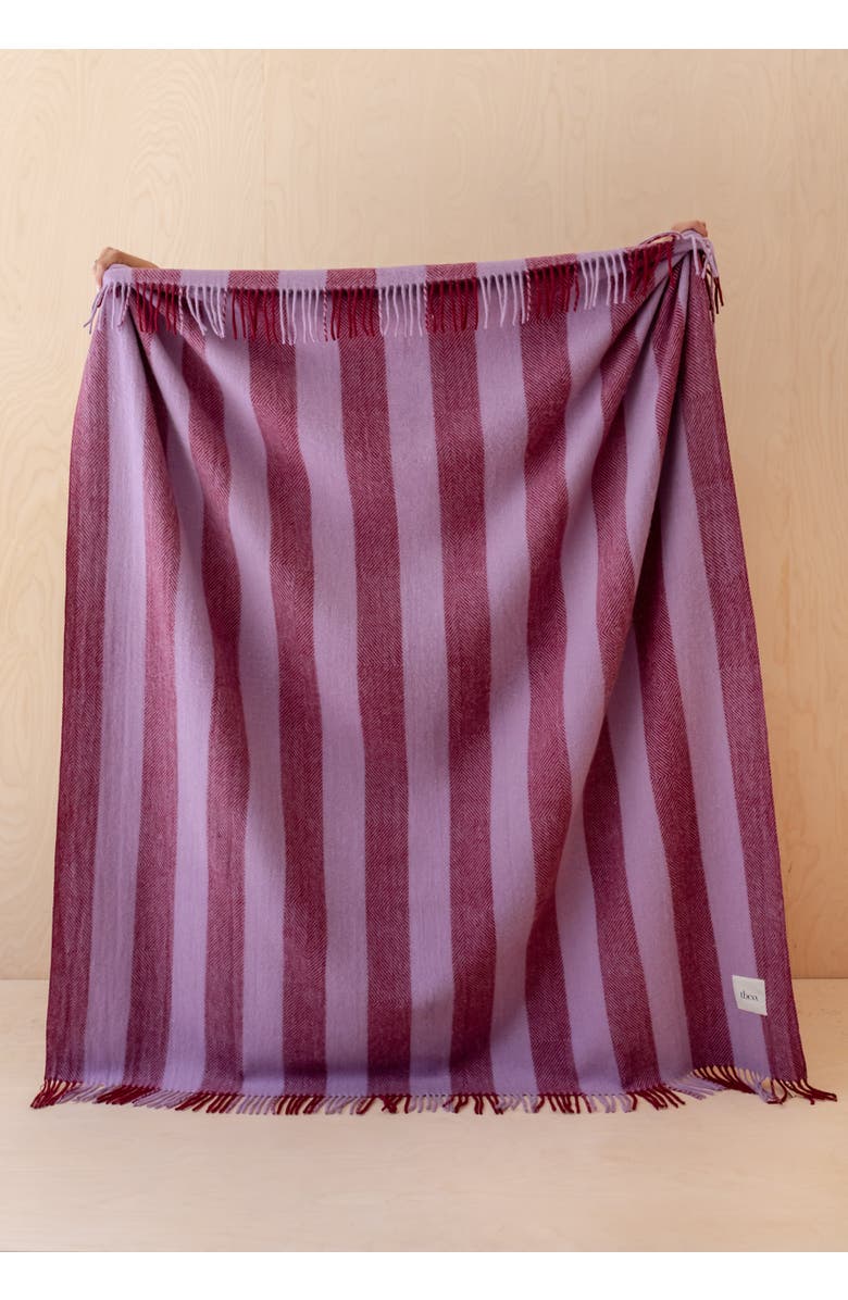 TBCo Recycled Wool Stripe Throw Blanket, Alternate, color, Lilac Diamond Stripe