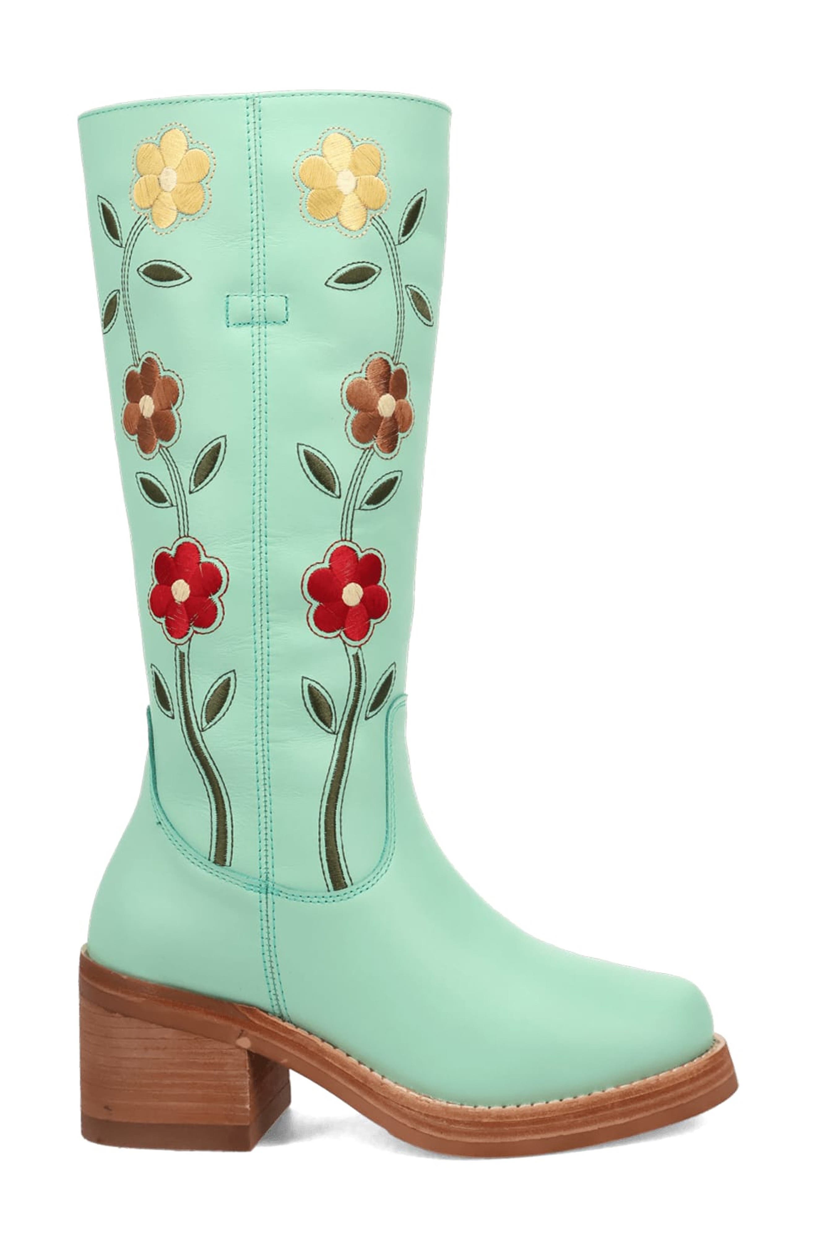 Dingo Bloom Embroidered Boot, Alternate, color, Mint