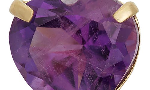 Fzn 10k Gold Amethyst Heart Stud Earrings