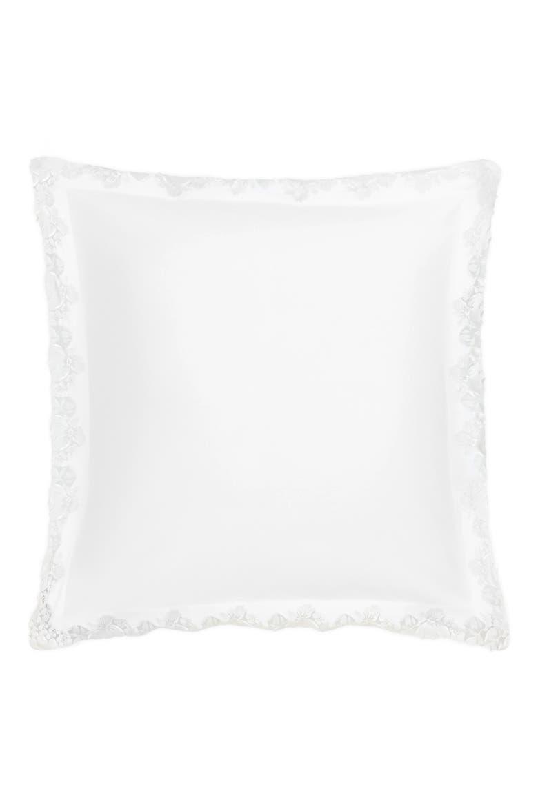 Lace Piqué Cotton Euro Sham, Main, color, VIRGINIA WHITE