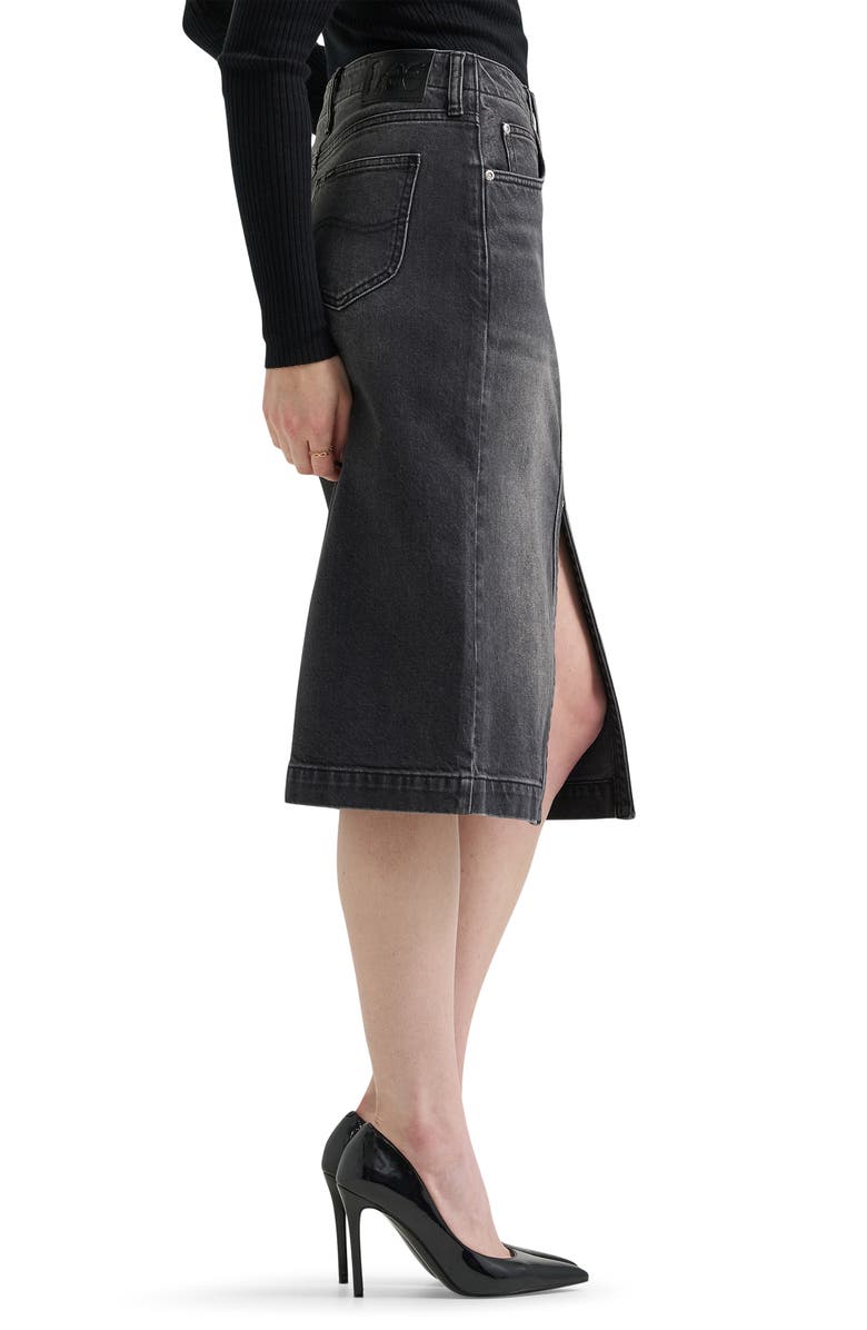 Lee Zip Front Denim Skirt, Alternate, color, Charred Black